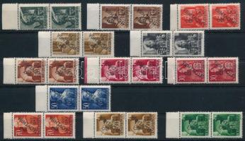 Muraszombat 1945 Teljes sor ívszéli párokban (69.600) / complete set in margin pairs. Signed: Bodor