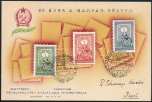 1951 80 éves a magyar bélyeg sor emléklapon alkalmi bélyegzéssel (5.000)