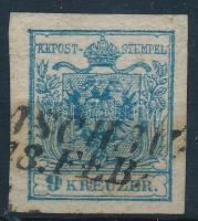 1850 9kr kézi papíron III/a nagy szélek, vízjellel