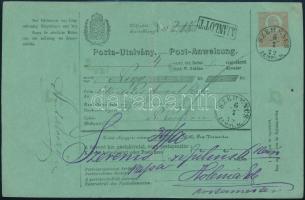 1872 Postautalvány 5kr díjjeggyel "SZERENCS / ZEMPL.M." (Gudlin 150p) - "NAGYVÁRAD&qu...