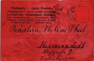 1902 Krampusz dombornyomott / Krampus greeting embossed (lyuk / pinhole)