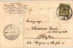 1906 Krampusz dombornyomott / Krampus greeting embossed litho (fl)