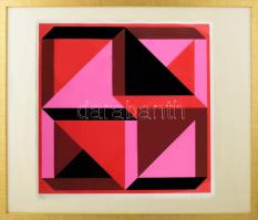 Fajó János (1937-2018): Rózsaszín kompozíció, 1969-1991. Szitanyomat, papír, jelzett, számozott (26/...