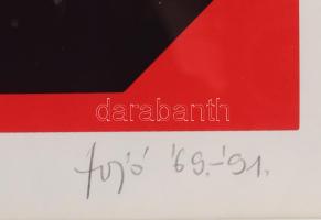 Fajó János (1937-2018): Rózsaszín kompozíció, 1969-1991. Szitanyomat, papír, jelzett, számozott (26/...