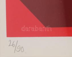 Fajó János (1937-2018): Rózsaszín kompozíció, 1969-1991. Szitanyomat, papír, jelzett, számozott (26/...