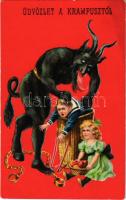 1927 Üdvözlet a Krampusztól / Krampus greeting litho (Rb)