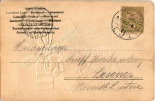 1904 Krampusz - dombornyomott / Krampus embossed litho (kis szakadások / small tears)