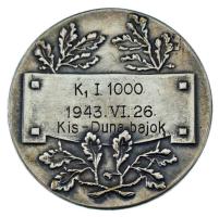 1943. "WMTK (Weiss Manfréd Testedző Kör)" kétoldalas, ezüstözött bronz díjérem, gravírozott "K1 I. 1000 - 1943. VI. 26. - Kis-Duna bajok (sic!)" szöveggel (40mm) T:AU patina