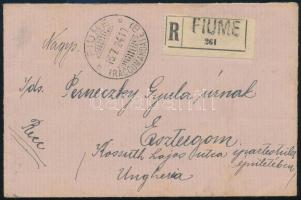 1924 Ajánlott levél Fiuméből Esztergomba / Registered cover to Hungary