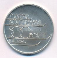 1989. 500Ft Ag "XVI. Téli Olimpia - Albertville 1992" emlékérme kapszulában T:BU patina
A...