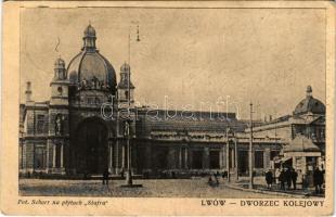 1941 Lviv, Lwów, Lemberg; Dworzec kolejowy / railway station. Fot. Schorr + Feldpostnummer 33702 Dienstelle Briefstempel (EK)