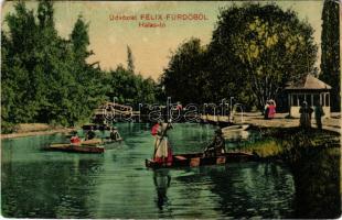 1911 Félixfürdő, Baile Felix; Halastó. Engel József kiadása / pond, rowing boats (fa)