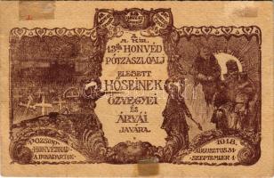 1918 Pozsony, Pressburg, Bratislava; Honvédnap a pozsonyi Duna parton a M. kir. 13. honvéd pótzászlóalj elesett hőseinek özvegyei és árvái javára. Suján Pál százados tanár alkalmi rajza / WWI K.u.k. Hungarian Army Day for charity s: Suján Pál + "POZSONY HIDÁSZNAP 1918. AUG. 18." So. Stpl. (ragasztónyom / glue marks)