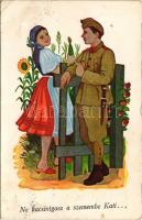 1942 Ne kacsintgass a szemembe Kati... / WWII Hungarian military humour art postcard s: Kluka (EB)