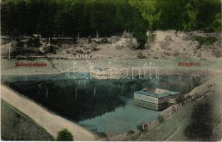 1910 Selmecbánya, Schemnitz, Banská Stiavnica; Klinger tárói tó, uszoda. Grohmann kiadása / lake near the mine, swimming pool