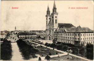 1911 Zombor, Sombor; a város látképe madártávlatból. Kaufmann Emil kiadása / general view (EK)