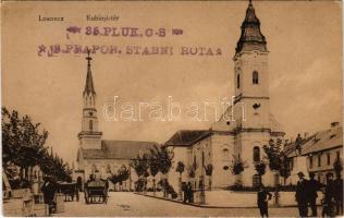 1919 Losonc, Lucenec; Kubinyi tér, templomok, piac. Weil Jakab kiadása / square, churches, market (EK)