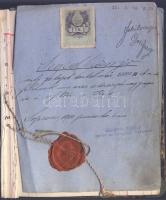 1900 Sopron adóhivatal szárazbélyegzővel és 1898 1K bélyeggel hitelesített Segédkönyv csak üres lapokkal 57 sorszámtól