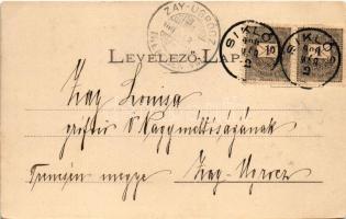 1900 Siklós, Belicsek-féle ház, Főszolgabírói hivatal, Római katolikus templom, Városi fürdő. Feiler...