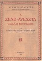 Modi, Jivanji Jamshedji:  A zend-aveszta vallási rendszere, Angol eredetiből fordította Haitsch Gyula. Budapest, 1925. Zajti Ferenc (Budapest székesfőváros házinyomdája). 68 p. Első kiadás. Jivanji Jamshedji Modi (1854-1933) párszi származású indiai történész összefoglalása az egykori perzsa államvallásról, a zoroasztrizmusról, melynek hívei, a párszik a muszlim üldözések elől Indiába költöztek, és tartják fenn hagyományaikat immár hindu környezetben. A kötet első felében a párszi nép, valamint a zoroasztrizmus teológiájának ismertetése, a második részben erkölcsi tanításaik és életmódjuk. A munka eredetileg tudományos előadásként hangzott el Mumbaiban, 1885-ben. Első, angol nyelvű kiadása 1893-ban jelent meg, a fordítás az 1903. évi második kiadás alapján készült. A többek között a fehér hunok történetét is kutató Jivanji Jamshedji Modi 1925-ben érkezett budapesti látogatásra. (Aveszta-könyvtár.) Fűzve, színes, illusztrált, enyhén sérült kiadói borítóban. Jó példány.