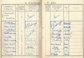 1947 Zeneművészeti Főiskola leckekönyv, benne Kodály Zoltán két autográf aláírása valamint Bárdos Gy...