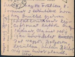1929 Patkó Károly (1895-1941) festő autográf sorai és aláírása egy Rómából küldött képeslapon, érdek...