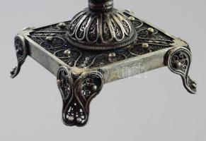 Ezüst (Ag) filigrán psumin tartó. cca 19. sz., jelzett, m: 32 cm, nettó: 445 g /// Silver (Ag) filig...
