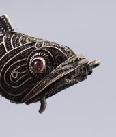 Halfigura, filigrán ezüst (Ag) psumintartó. Jelzett: 84-es ezüstjel, h: 7 cm, 13g /// Fish figure, f...