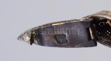 Halfigura, filigrán ezüst (Ag) psumintartó. Jelzett: 84-es ezüstjel, h: 7 cm, 13g /// Fish figure, f...