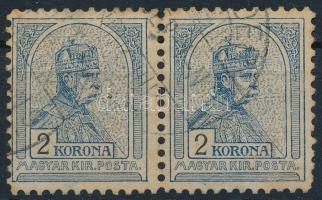 1904 Turul 2K pár, 11 1/2 fogazással. Párban rendkívül ritka! / Mi 88 pair, perforation 11 1/2