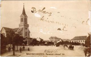 1907 Nagybecskerek, Zrenjanin, Veliki Beckerek; Ferenc József tér, templom. Watzke F. kiadása / square, church (EB)