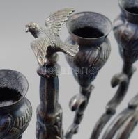 Orosz ezüst (Ag) hanukia. cca 19-20. sz., madárfigurával díszített, teljes, jelzett (izraeli jelzéss...