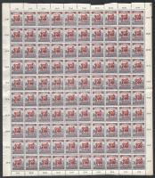 1921 Kisegítő portó 200K/ 4 1/2K 18 teljes ív hármas lyukasztásokkal, felülnyomási eltérésekkel (151.200++) / Postage due Mi 86 18 complete sheets of 100 each including 20 stamps with 3 holes punching