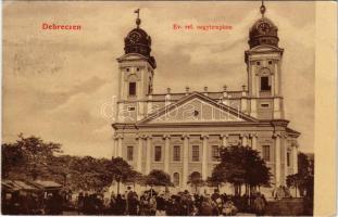 1909 Debrecen, Református nagytemplom, piac (EK)