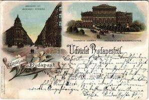 1895 (Vorläufer) Budapest, Andrássy út, Tudományos Akadémia. Louis Glaser Art Nouveau, floral, litho (Rb)