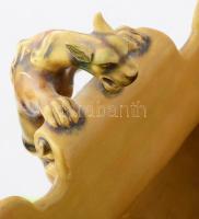 cca 1875-1880, Zsolnay kínai modorú virágtartó edény. Magastüzű mázakkal fedett kőporcelán, a kínai ...