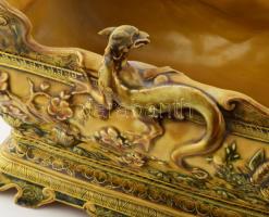 cca 1875-1880, Zsolnay kínai modorú virágtartó edény. Magastüzű mázakkal fedett kőporcelán, a kínai ...