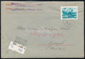 1964 Ajánlott levél szükség ragjeggyel "PÉCS-SZABOLCS" / Registered cover with auxiliary label