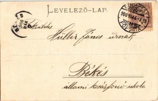 1900 Budapest, Lánchíd. Montázs kerékpározó hölggyel (EK)