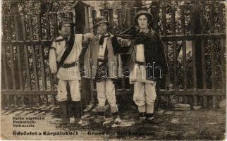 1917 Üdvözlet a Kárpátokból. Rutén (ruszin) népviselet / Gruss von den Karpaten. Ruthenische Volkstracht / Greetings from the Carpathian Mountains! Ruthenian (Rusyn) folklore (Rb)