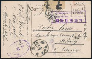 1919 Képeslap Tahy Ernő haditengerésznek Pekingbe, rendkívül ritka! / Postcard sent to sailor Ernő Tahy to Beijing, RR!