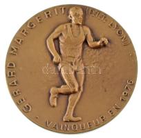 Franciaország 1978. "6. Marvejols-Mende félmaraton - 23,3 km - 1978. 7. 23. - A mende-i Régi Notre Dame-híd / Gerard Margerit (PTT Lyon) - 1976-os győztes" peremén jelzett bronz emlékérem (50mm) T:AU France 1978. "6th Marvejols-Mende half-marathon - 23,3 km - 23.7.1978 - The Old Notre Dame bridge in Mende / Gerard Margerit (PTT Lyon) - 1976 winner" bronze commemorative medal, hallmarked on the edge (50mm) C:AU