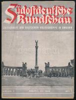 1944 Südostdeutsche Rundschau, a Magyarországi német népcsoport újságja, 1944. június, III. évf. 7. sz. Fekete-fehér fotókkal illusztrált. Német nyelven. Kiadói papírkötés, foltos borítóval, kijáró lapokkal, szétvált kötéssel.