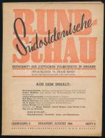 1944 Südostdeutsche Rundschau, a Magyarországi német népcsoport újságja, 1944. augusztus, III. évf. 8. sz. Fekete-fehér fotókkal illusztrált. Német nyelven. Kiadói papírkötés, az illusztrált papírborító hiányzik, kijáró lapokkal, szétvált kötéssel.