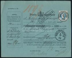 1871 10kr postautalványon / on money order KOLOZSVÁR