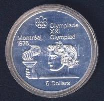 Kanada 1974. 5$ Ag "Montreali olimpia - Atléta fáklyával" T:1