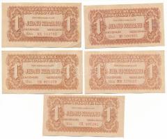 Csehszlovákia 1944. 1K (5x) T:F szép papír Czechoslovakia 1944. 1 Koruna (5x) C:F nice paper Krause P#45