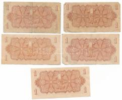 Csehszlovákia 1944. 1K (5x) T:F közte szép papír Czechoslovakia 1944. 1 Koruna (5x) C:F with nice pa...