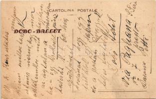 Dobó Balett a milánói turnén. Hátoldalon Dobó Adél levele a M. kir. konzulátusra / Dobo Ballet (lyuk...