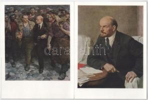 8 db modern nagy méretű képeslap: Lenin tanításai, Valentin Serov festményei / 8 modern big size pos...